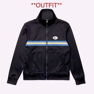 Mens Lacoste Heritage Stripe Full Zip **OUTFIT** Sz.8 btms. Sz9 top Nwt
